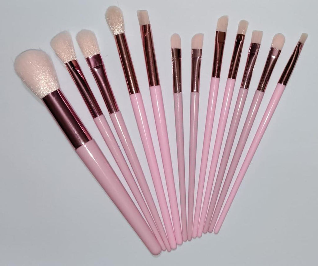Reusable Makeup Brushes Pink ABS 12 Pcs