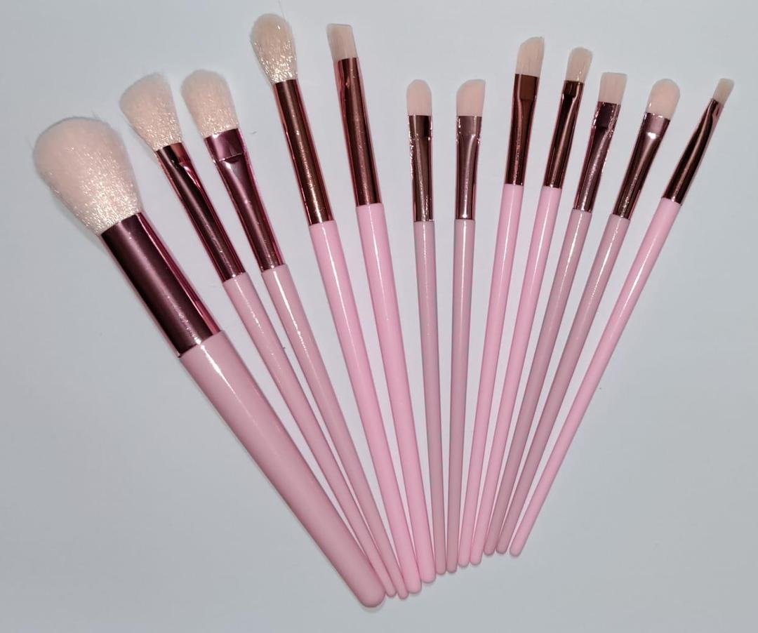 Reusable Makeup Brushes Pink ABS 12 Pcs