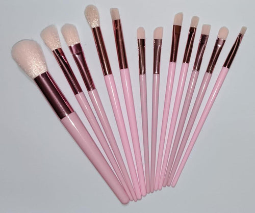 Reusable Makeup Brushes Pink ABS 12 Pcs