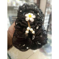 Black Floral Claw Clip with Crystal Beads - Hair Catcher - Elora Pakistan
