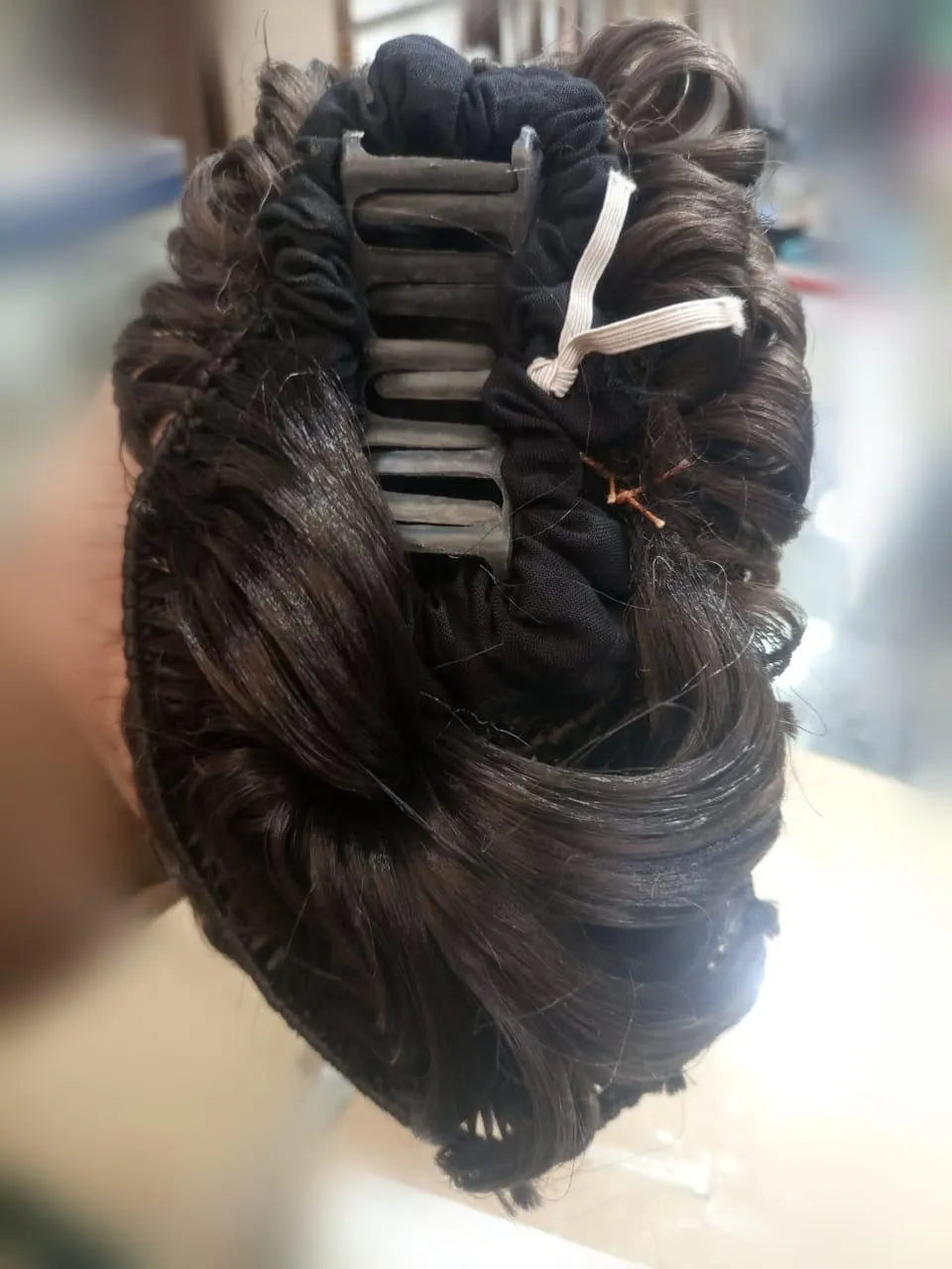 Black Floral Hair Catcher with Crystal Beads