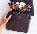 15 Pcs Makeup Brush Set with Travel Clutch - Rose Gold - Elora Pakistan