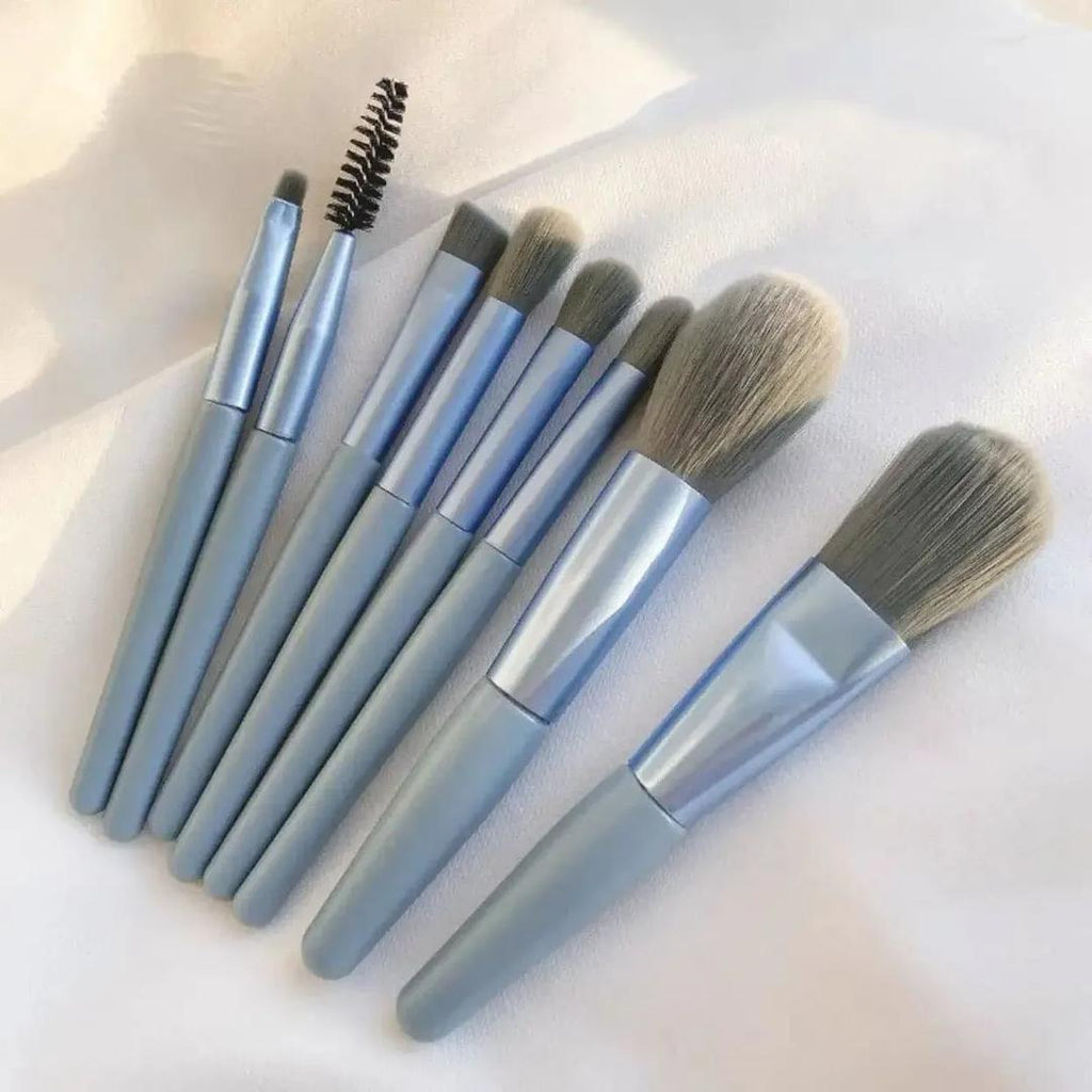 8-Piece Pink Gold Makeup Brushes Set Travel Friendly