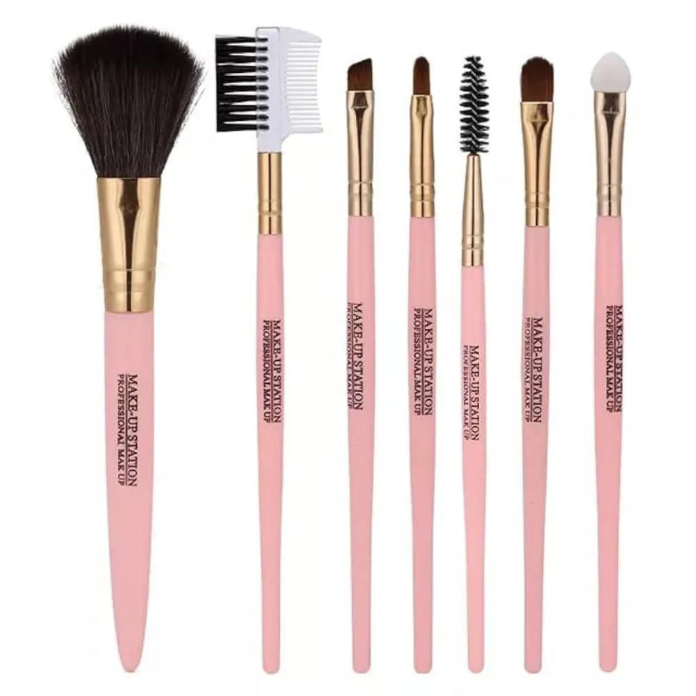 8 Pcs Pink Makeup Brushes Set for Blending Contouring Eye Makeup
