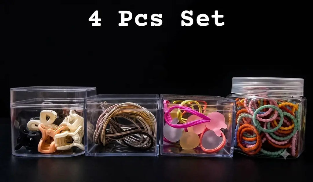 Multi-Pack Hair Accessory & Jewellery Organizer Box Set - Claw Clips, Ties & Bobbles (4 Packs) - Elora Pakistan