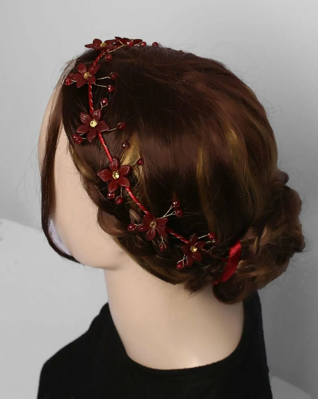 Peach Floral Front Crown Hairband for Bridal & Party Wear