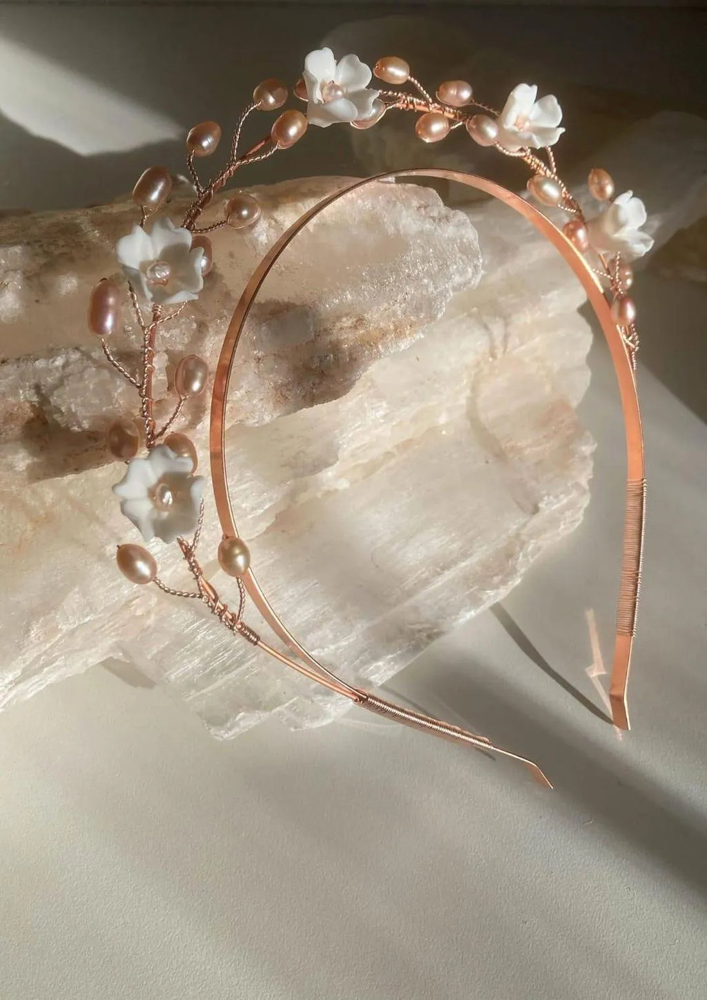 Peach Floral Front Crown Hairband for Bridal & Party Wear
