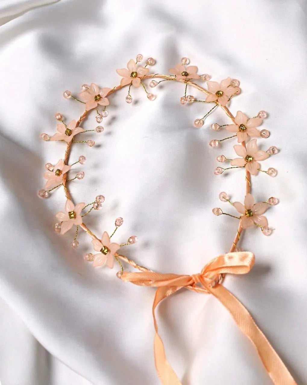 Peach Floral Front Crown Hairband for Bridal & Party Wear